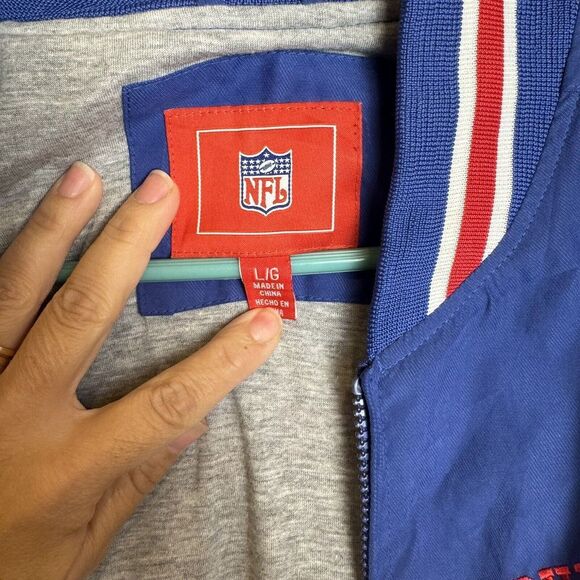 New York Giants NFL Blue Zip Front Jacket Three Time SUPERBOWL CHAMPS SZ Large - Picture 9 of 15